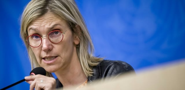 La ministre française de la Transition ecologique Agnès Pannier Runacher a demandé mercredi un "rééquilibrage" du texte du traité proposé pour juguler la pollution plastique dans le monde entier et critiqué unanimement à la tribune, le 13 aout 2025