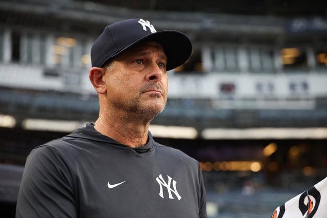 NEW YORK, NY - JULY 31: Manager, Aaron Boone #17 of the New York Yankees looks on during the game against the Tampa Bay Rays at Yankee Stadium on July 31, 2025 in New York, New York. (Photo by New York Yankees/Getty Images)