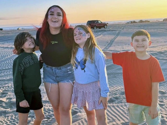 Sarah Shaw with her children. Six-year-old Isaac is at right. Sarah and Isaac have been detained in a Texas ICE facility for nearly three weeks.
