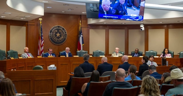 Steve Dye, city of Allen chief of police, testifies in favor of Senate Bill 5 banning THC during a committee hearing at the state Capitol in Austin on Wednesday, Aug. 13, 2025. Dye spoke on the worrying cost of testing THC products and enforcing regulation.