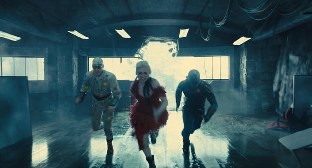 Polka-Dot Man, Harley Quinn and Bloodsport in action in &#34;The Suicide Squad&#34;