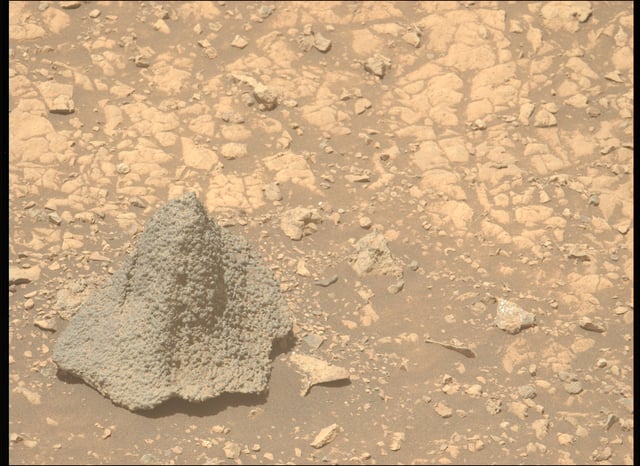 A handout photo of the Horneflya rock taken on Aug. 5 by NASA's Mars Perseverance rover.