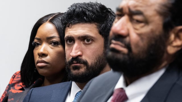 Rep. Greg Casar and other House Democrats from Texas at a July 15 press conference on Republicans' efforts to redistrict their state's congressional maps. Photo: Tom Williams/CQ-Roll Call, Inc via Getty Images