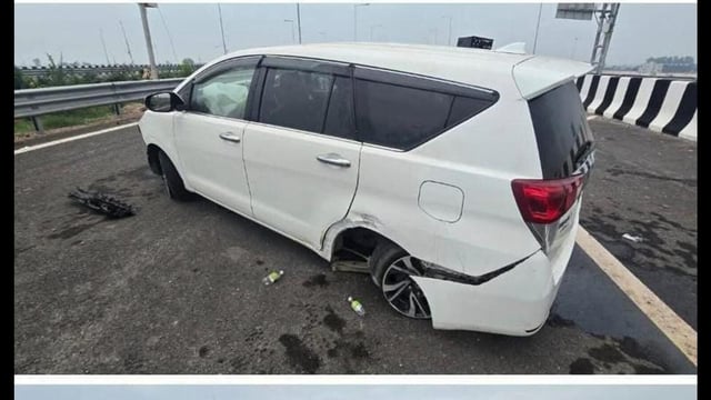Ludhiana South MLA Rajinderpal Kaur Chhina, along with her husband, son and a security man, sustained injuries when her SUV rammed into barricades on the national highway near Khanauri, Haryana, in the early hours of Wednesday.
