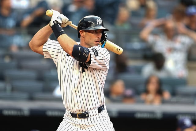 NEW YORK, NEW YORK - JULY 31: Paul Goldschmidt #48 of the New York Yankees stands at bat during the game against the Tampa Bay Rays at Yankee Stadium on July 31, 2025 in the Bronx borough of New York City. (Photo by Ishika Samant/Getty Images)