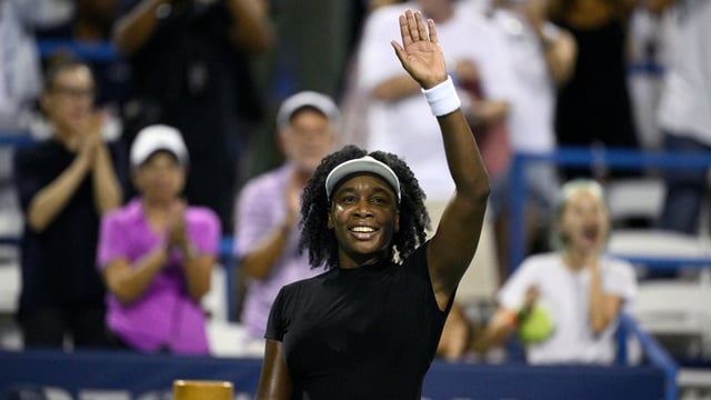 Venus Williams waves to the crowd after her return victory at the Washington DC Open earlier this summer.