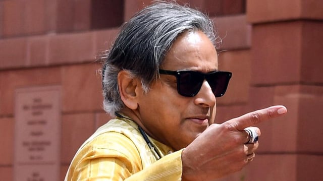Congress MP Shashi Tharoor at Parliament in New Delhi. 