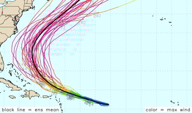 Forecast models, known as the &#34;spaghetti models,&#34; are in strong agreement that Tropical Storm Erin will turn north as a major Category 3 hurricane before the U.S. east coast.