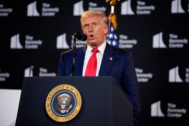 President Donald Trump speaking during an event at the Kennedy Center on August 13, 2025 in Washington, DC.