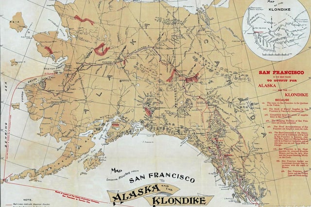 Carte de l'Alaska, qui passa des mains russes aux américaines, en 1867.
