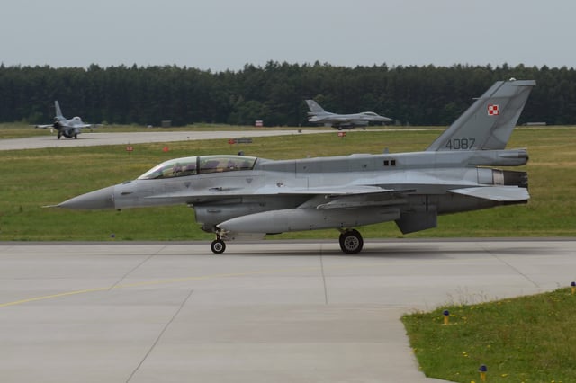 Polish F-16 fighter jets . Photo by Edward Snyder