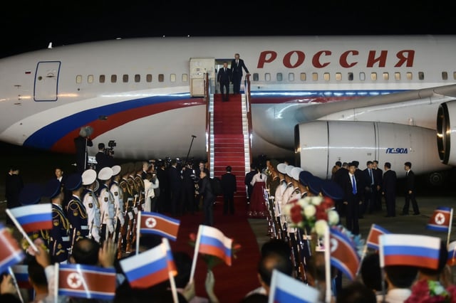 A Russian delegation led by Culture Vice Minister Andrei Maluishev and Duma speaker Vyacheslav Volodin landed in the North Korean capital Pyongyang