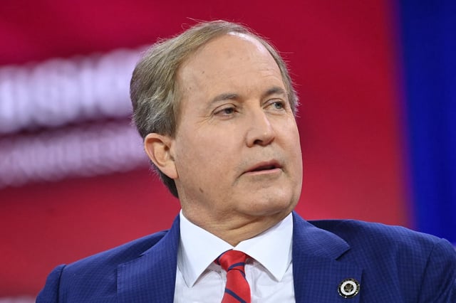 Texas Attorney General Ken Paxton speaking during the annual Conservative Political Action Conference (CPAC) meeting on February 23, 2024, in National Harbor, Maryland.