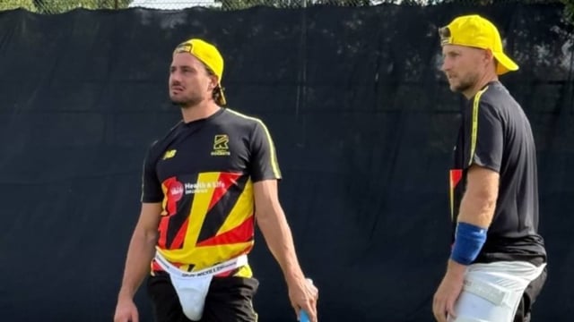 Marcus Stoinis and Joe Root during Trent Rockets' practice | Image: Instagram/@trentrockets