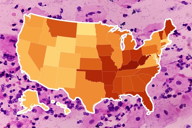 HPV-associated cancer cases per 100,000 residents