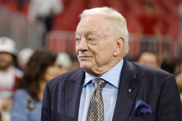 Dallas Cowboys owner Jerry Jones looks on prior to the game against the Atlanta Falcons at Mercedes-Benz Stadium on November 3, 2024 in Atlanta, Georgia.