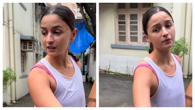Alia Bhatt was caught by paparazzi on Thursday in Mumbai when she was going to play a game of paddle ball.