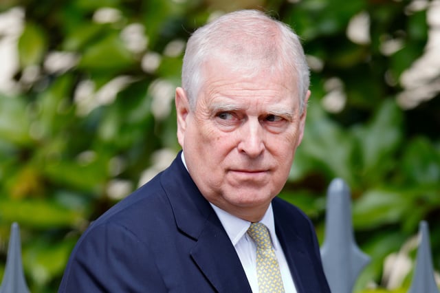 Prince Andrew, Duke of York attends the traditional Easter Sunday Mattins Service at St George's Chapel, Windsor Castle on April 20, 2025 in Windsor, England.
