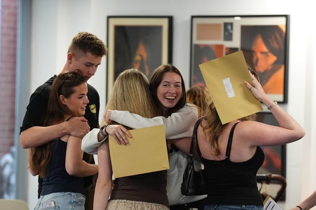 Students receive their A-level results at Solihull School (Photo: Jacob King/PA Wire)