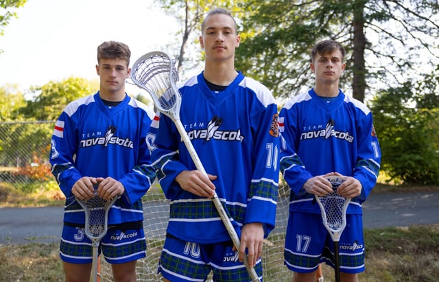 The Mont brothers, from left, Emmett, Leo and Henry are members of Team Nova Scotia's box lacrosse team that will compete at the Canada Summer Games next week in St. John's, N.L.