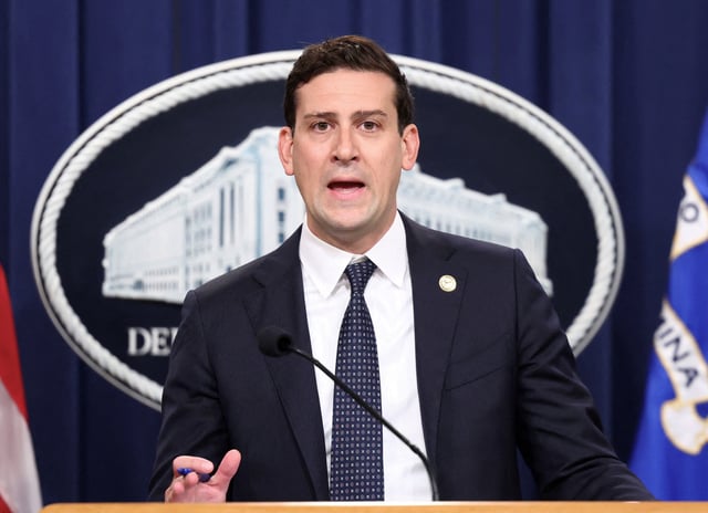 Matthew R. Galeotti speaks during a press conference at the Department of Justice in Washington, D.C., June 30, 2025. REUTERS/Kevin Lamarque/File Photo