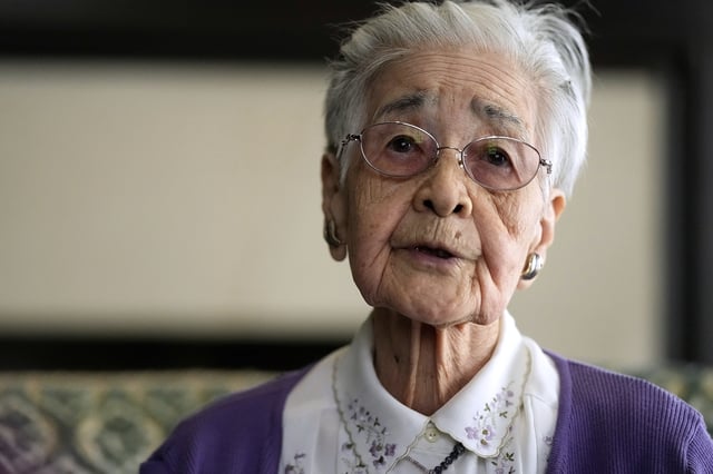 FILE - Reiko Muto, a former nurse student, speaks on her experience during an interview with The Associated Press on Feb. 18, 2025, at St Luke's International Hospital in Tokyo. (AP Photo/Eugene Hoshiko, File)