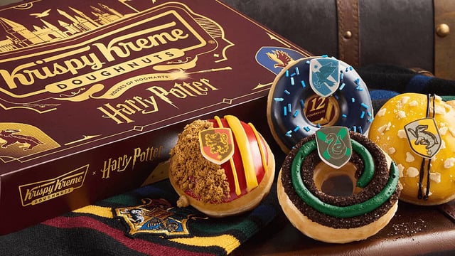 Krispy Kreme's collection of Harry Potter-themed donuts for its limited-time 2025 collaboration.