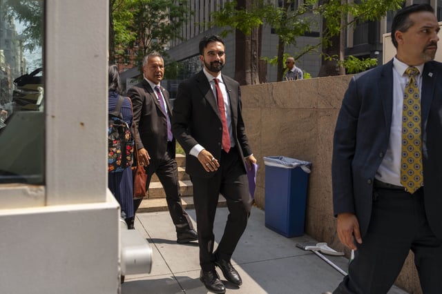 New York City Democratic mayoral candidate Zohran Mamdani leaves a press conference outside the Jacob K. Javits federal building Thursday, Aug. 7, 2025, in New York.