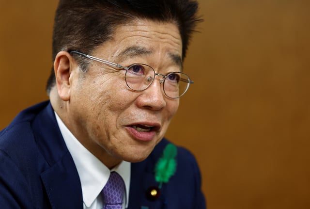 Japan's Finance Minister Katsunobu Kato speaks during an interview with Reuters at the Finance Ministry in Tokyo, Japan April 17, 2025.  REUTERS/Issei Kato/File Photo