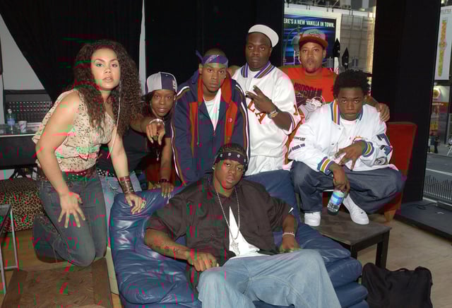 Da Band poses for a photo backstage at MTV TRL at the MTV Times Square Studios in New York on Sept. 11, 2003.