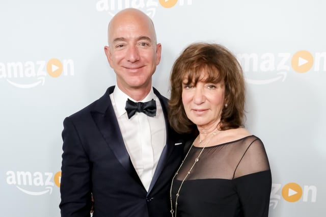 Jeff Bezos and his mother Jacklyn Bezos arrive at the Amazon&#39;s Emmy Celebration at the Sunset Tower Hotel on September 18, 2016 in West Hollywood, California.