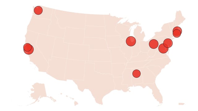 Top 10 U.S. metros with the biggest year-over-year rent increases in the three months ending July 31, 2025, according to Redfin.