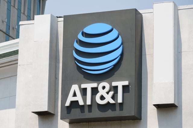 Stock Image: The AT&amp;T corporate logo is displayed outside a store on August 2, 2025 in San Diego, California.