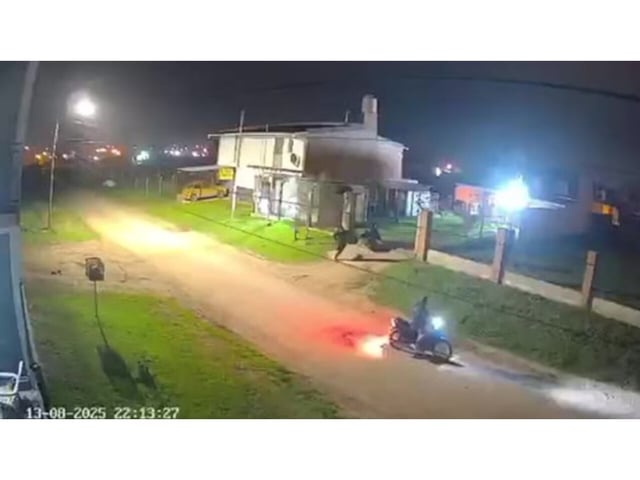 El pitbull salvó al hombre de ser asaltado por motochorros (Captura de video).