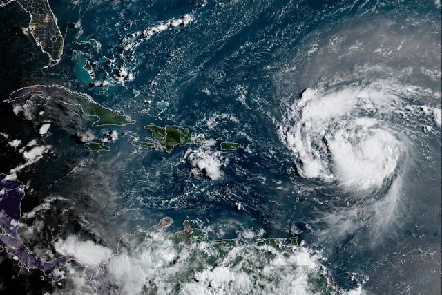 Tropical Storm Erin in the Atlantic on Aug. 15, 2025.