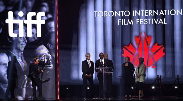 Cameron Bailey speaks on behalf of Toronto International Film Festival during the 2025 Canada's Walk Of Fame induction, June 14, 2025. (Jeremy Chan/Getty Images)