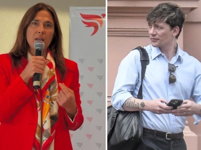 María Eugenia Talerico y el asesor Santiago Caputo. 