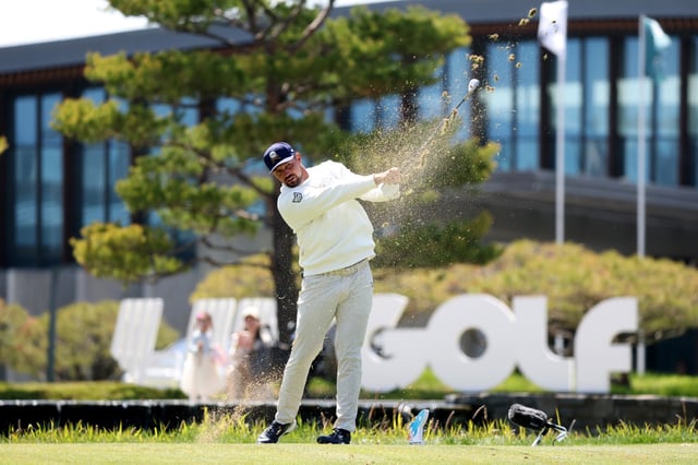 Bryson DeChambeau of Crushers GC hits his tee shot on the 5th hole on day three of LIV Golf Korea at Jack Nicklaus GC Korea on May 04, 2025 in Incheon, South Korea.