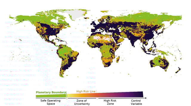 A map of a global functional biosphere integrity dataset from 2014.