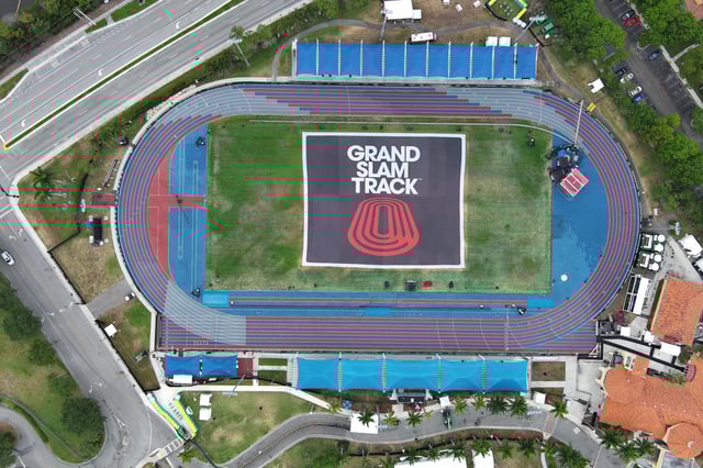 May 3, 2025; Miramar, FL, USA; A general overall aerial view of the Ansin Sports Complex, the site of the Grand Slam Track Miami. Mandatory Credit: Kirby Lee-Imagn Images/File Photo