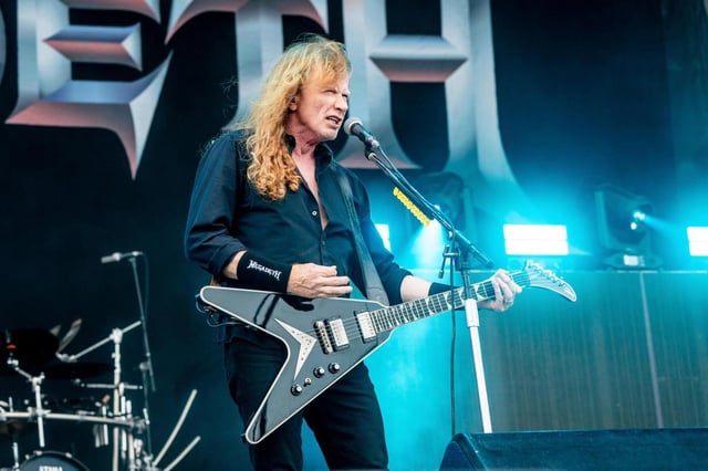 ARCHIVO - Dave Mustaine, de Megadeth, se presenta durante el Louder Than Life Music Festival el viernes 22 de septiembre de 2023, en Louisville, Ky. (Foto Amy Harris/Invision/AP, archivo)