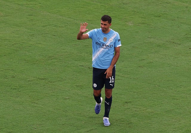 Soccer Football - FIFA Club World Cup - Group G - Juventus v Manchester City - Camping World Stadium, Orlando, Florida, U.S. - June 26, 2025 Manchester City's Rodri celebrates after the match REUTERS/Amanda Perobelli/File Photo