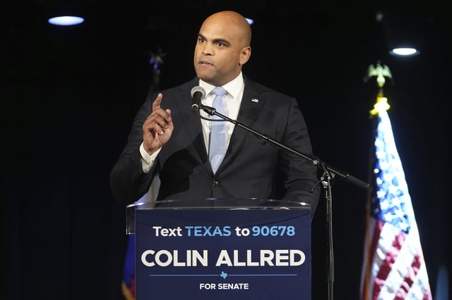 Texas Democratic Senate candidate Rep. Colin Allred, D-Texas, speaks during a watch party on election night, Tuesday, Nov. 5, 2024, in Dallas.