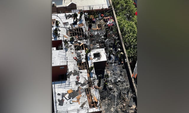 The aftermath of a roof fire at 305 E. 95th St. in Manhattan, New York, is pictured on Friday, Aug. 15, 2025. (Barry Williams / New York Daily News)