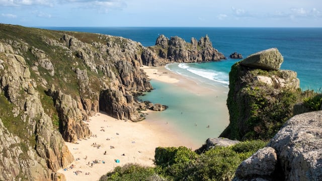 Pedn Vounder beach in Cornwall has become hugely popular with people on social media