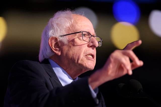 Senator Bernie Sanders, a Vermont independent, speaks during the Democratic National Convention on August 20, 2024.