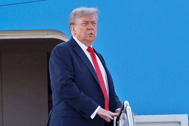 President Donald Trump boards Air Force One at Joint Base Andrews, Md., Friday, Aug. 15, 2025, en route to a meeting with Russian President Vladimir Putin in Alaska. 