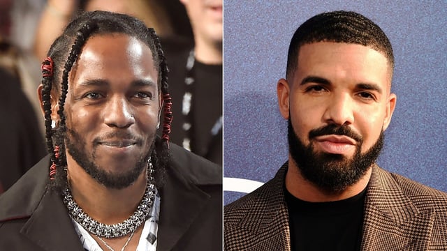 File photo of Kendrick Lamar and Drake