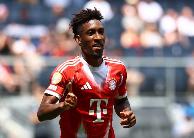 Soccer Football - Club World Cup - Group C - Bayern Munich v Auckland City - TQL Stadium, Cincinnati, Ohio, U.S. - June 15, 2025 Bayern Munich's Kingsley Coman celebrates scoring their fourth goal REUTERS/Kai Pfaffenbach/File Photo