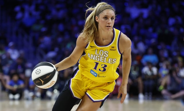 Sarah Ashlee Barker #13 of the Los Angeles Sparks handles the ball against the Dallas Wings during the game at College Park Center on June 6, 2025 in Arlington, Texas.